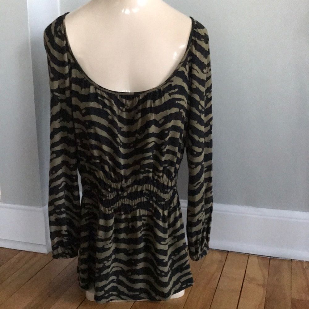 Michael Kors olive/black zebra print knit top, P/S